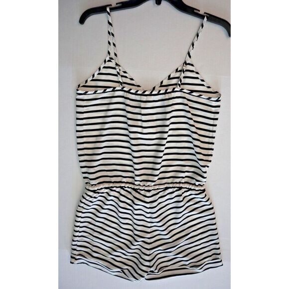 J. Crew Women's Sz XS White/Black Striped Spaghetti Strap Romper w/Tie Detail - Picture 7 of 7
